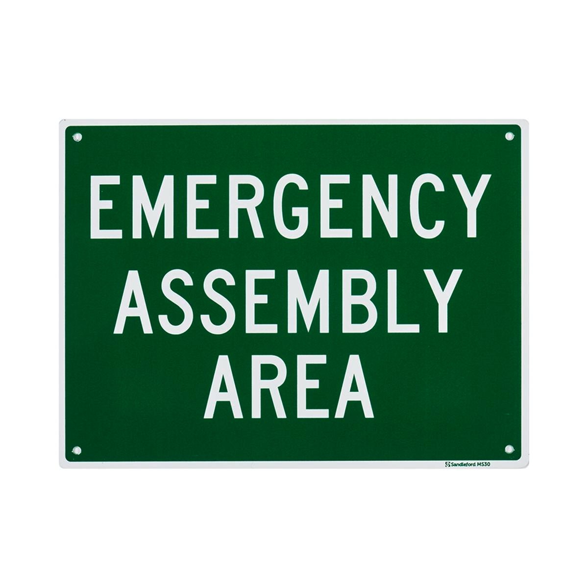 Sandleford Emergency Assembly Point Sign 300x225mm Polypropylene Durable - SuperSaverAU - view 1