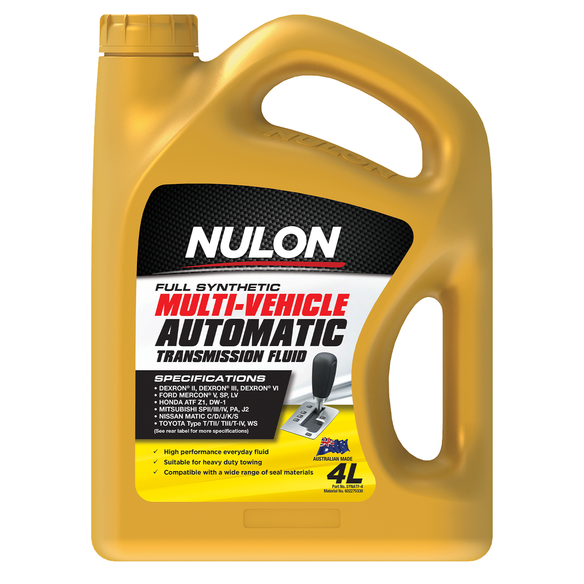 Nulon Full Synthetic Automatic Transmission Fluid 4L - Multi-Vehicle Formula - Excellent Wear Protection