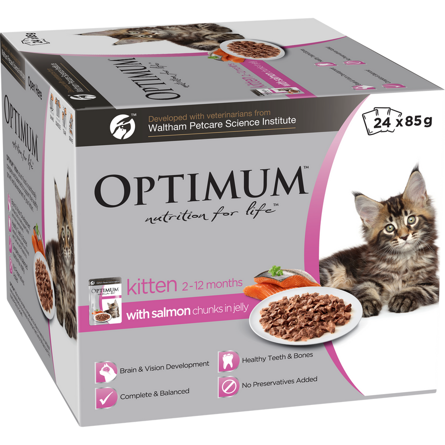 Optimum Kitten Wet Food 85g - 24 Pack - Nutritionally Complete - DHA - SuperSaverAU - view 1