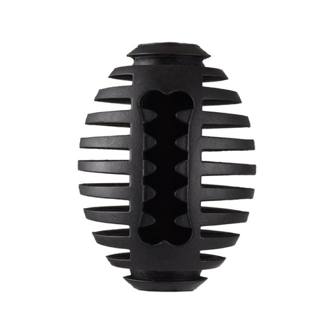 Gladiator 8cm Black Rubber Rugby Dog Toy - Treat-Fillable Chew & Fetch Ball