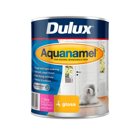 Dulux Aquanamel 1L Extra Bright Base Gloss Enamel Paint - Water-Based, UV Resistant, Indoor & Outdoor