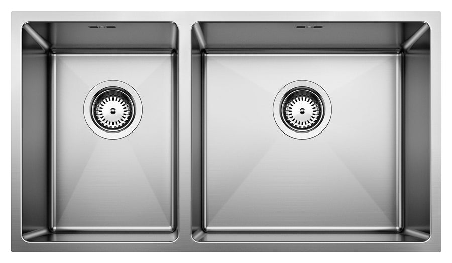 Blanco one and a half bowl undermount sink - brushed 18/10 stainless steel, 34L main bowl - QUATR1542IURK5