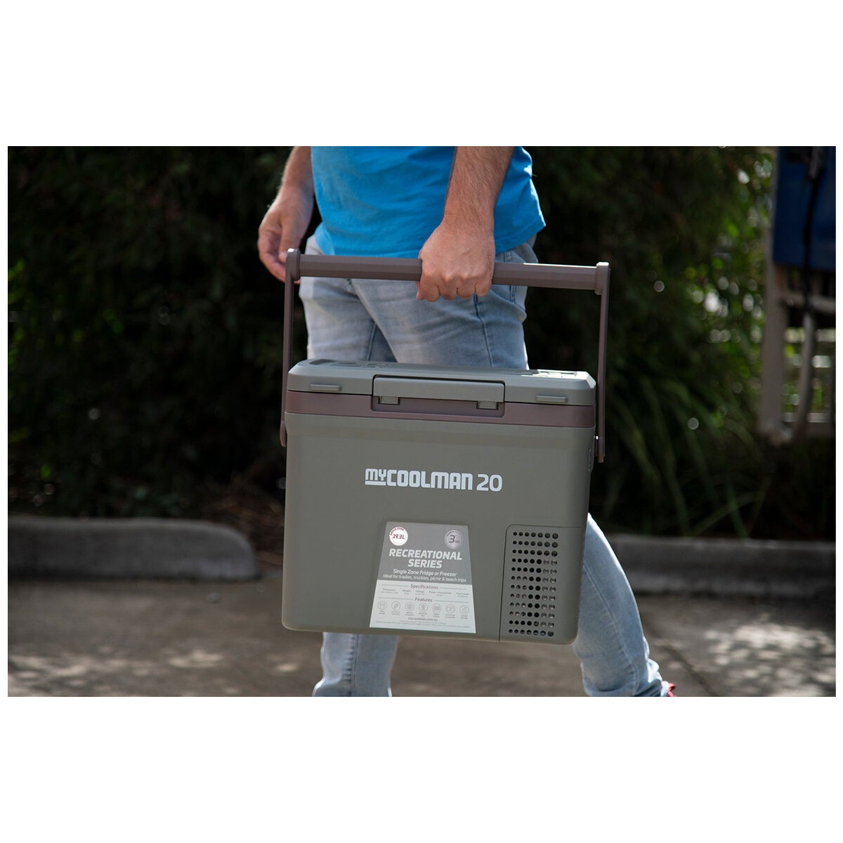 myCOOLMAN Recreation Series portable fridge - Khaki brown with black trim - Bluetooth app - CCP20