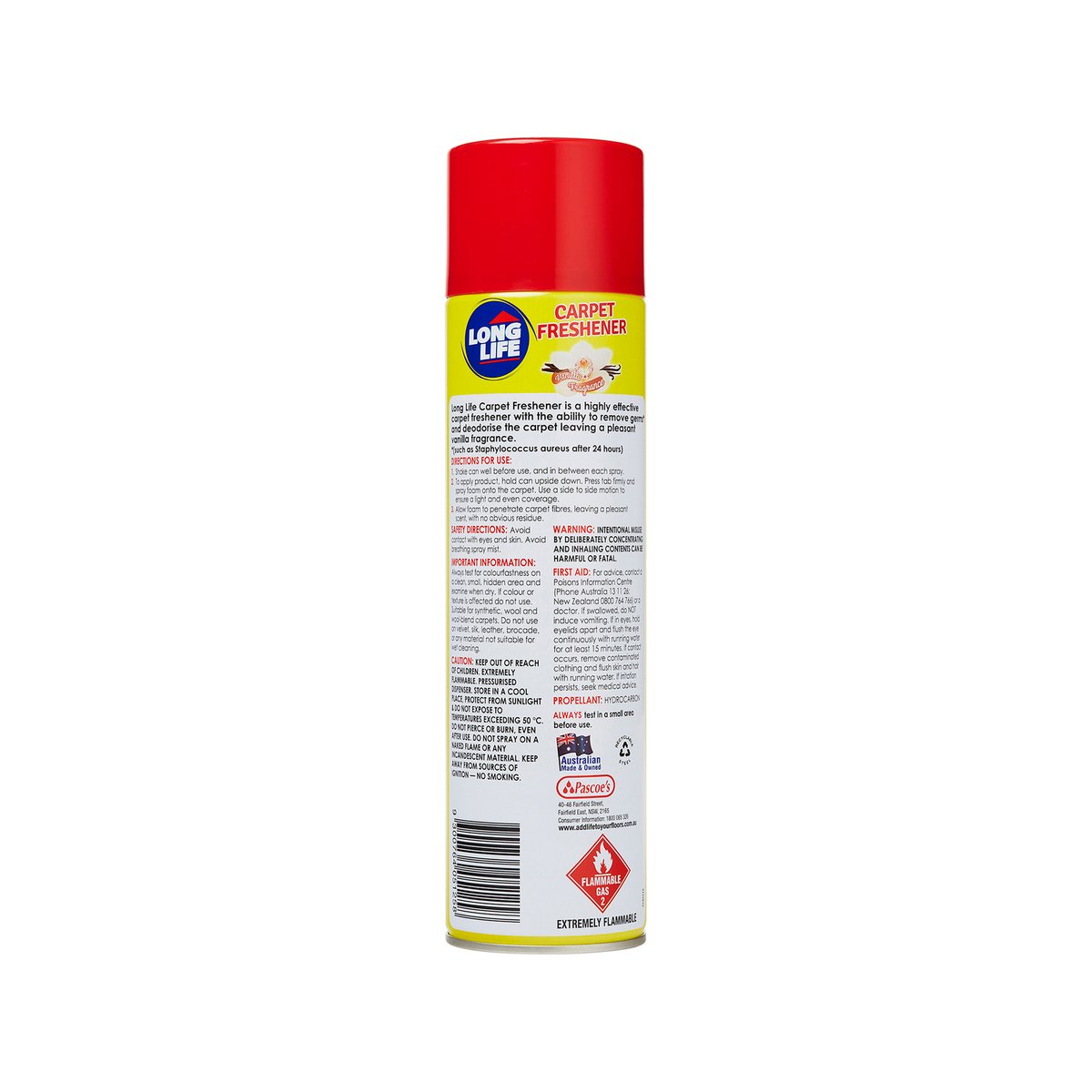 Long Life Carpet Freshener - 500g - Aerosol Can - Vanilla Fragrance - SuperSaverAU - view 2