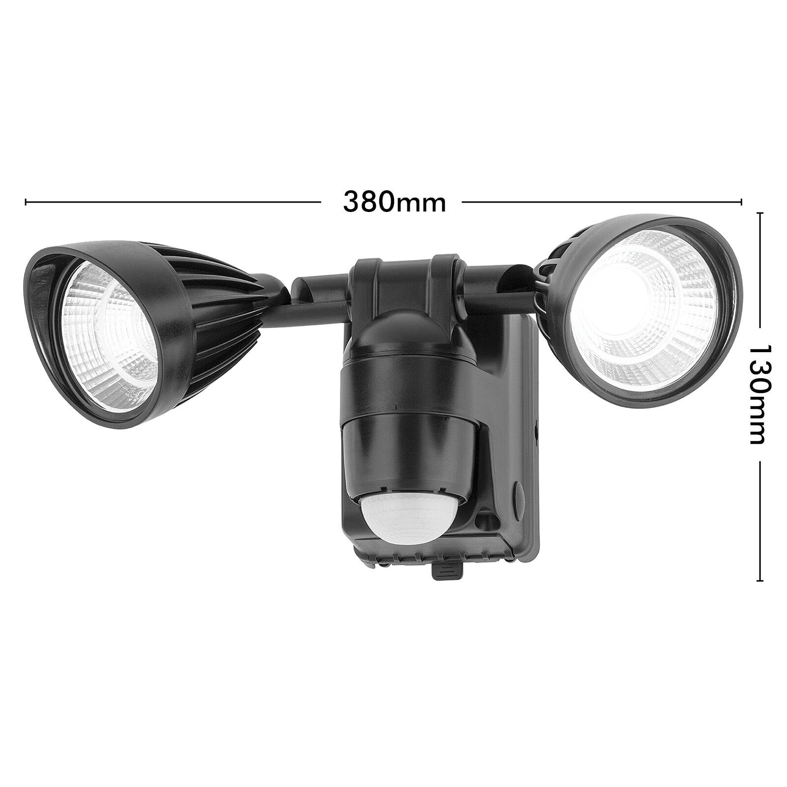Arlec 6.5W LED Spotlight with Motion Sensor, Twin Head, Battery Operated, Black (MAL634)