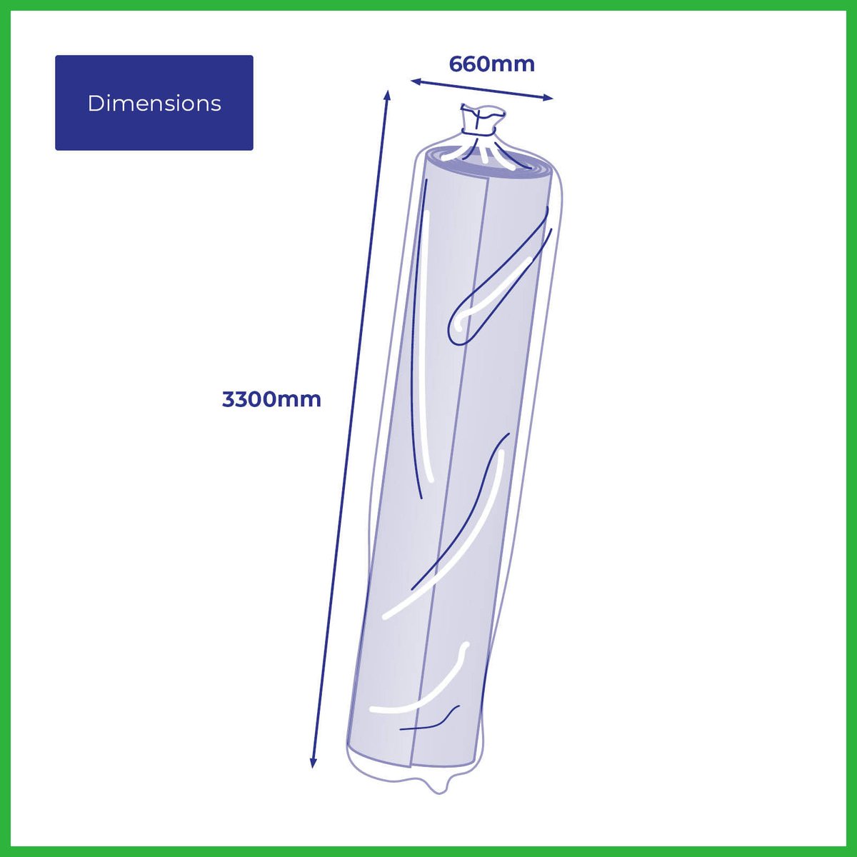 Packz Rug Storage Bag - 660 x 3300mm - Clear - Reusable - Protects from Dirt, Dust, Water - SuperSaverAU - view 3