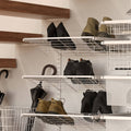 Flexi Storage Home Solutions White Double Slot Sliding Wire Shoe Rack - 600 x 97 x 430mm Steel