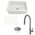 Turner Hastings Cuisine 68 Fireclay Sink Pack - Brushed Nickel Ludlow Pull Out Mixer Tap - PKG041