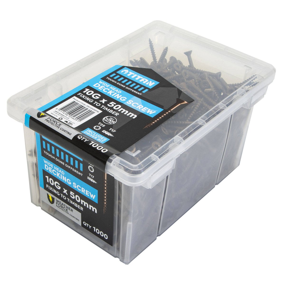 Titan 10g x 50mm Weather Force Wide Head Decking Screws - Pack of 1000 - Galvanised - Corrosion Resistant - SuperSaverAU - view 2