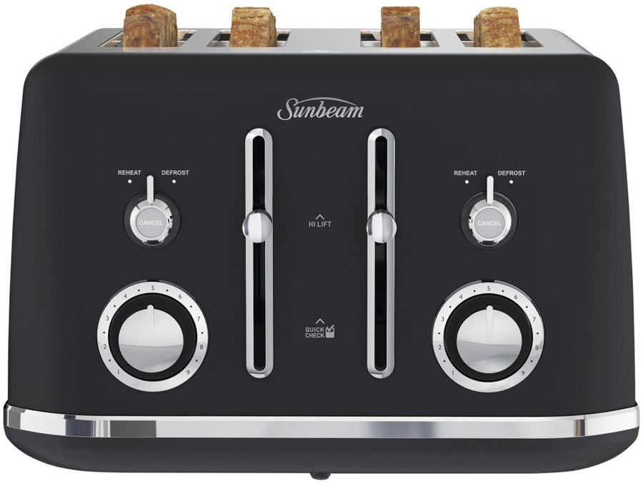 Sunbeam Alinea Select 4 Slice Toaster - Black, Nine Browning Settings, Dual Controls - TA2740K