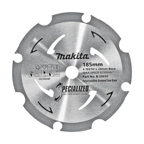 Makita 185mm Circular Saw Blade - 4 Teeth - PCD for Fibre Cement Cutting - SuperSaverAU - view 1