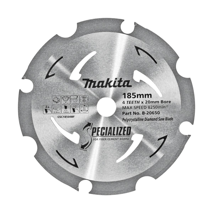 Makita 185mm Circular Saw Blade - 4 Teeth - PCD for Fibre Cement Cutting - SuperSaverAU - view 1