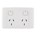 DETA Double Powerpoint White Polycarbonate 10A 250V Switched Outlet