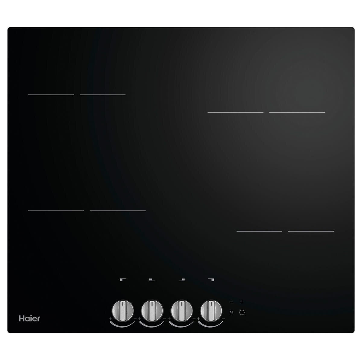 Haier electric ceramic cooktop - 4 radiant zones, dial controls, spill detection, black glass - HCE604DB3
