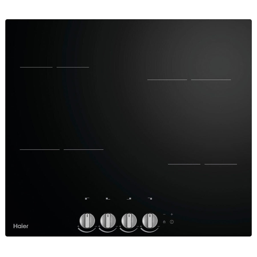 Haier electric ceramic cooktop - 4 radiant zones, dial controls, spill detection, black glass - HCE604DB3