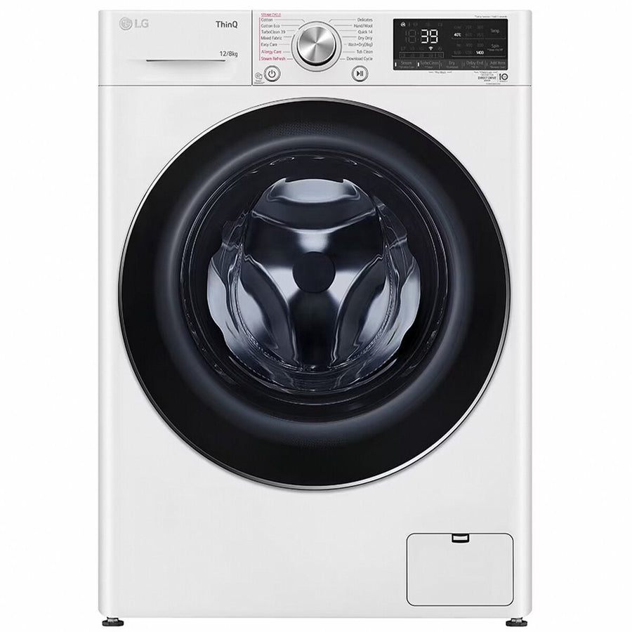 LG Series 9 12kg/8kg Front Load Washer Dryer Combo - Steam, Direct Drive Motor - White - WVC9-1412W