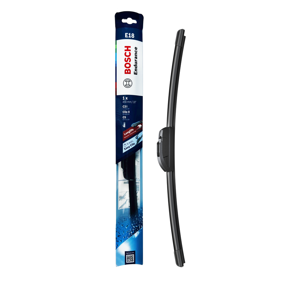 Bosch E18 18" 450mm Flat Endurance Wiper Blade, Hook Type Adapter