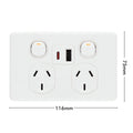 Deta x6 Double Power Point with USB A+C PD30W - 2 Outlets - 50mm x 74mm x 115mm - SuperSaverAU - view 5