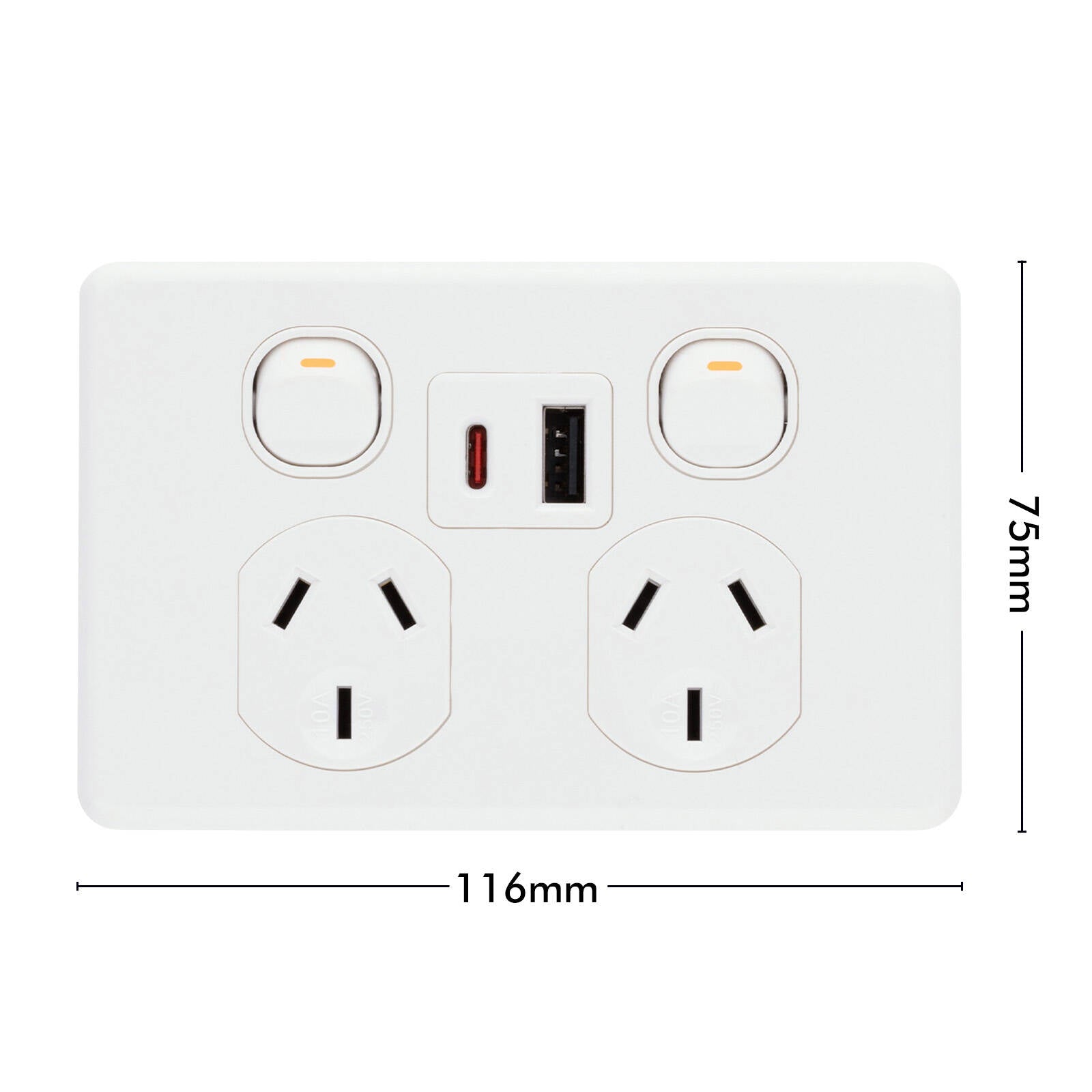 DETA X6 Double Power Point with USB-A & USB-C PD30W Rapid Charging Indoor