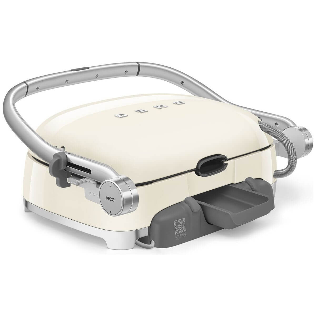 Smeg 50s Style Countertop Multifunctional Grill - Cream, 2000W, Ceramic Plates, Drip Tray - MGF01CRAU