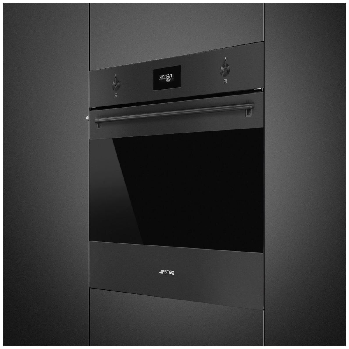 Smeg 60cm Classic Pyrolytic Built-In Oven - 78L Gross, Matte Black, Ten Functions - SOPA6301TN