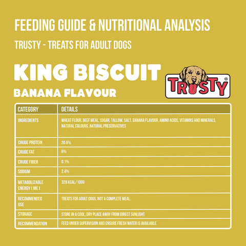 Trusty Banana Flavour King Biscuit Dog Treat Dental Care for Adult Dogs Australian Made