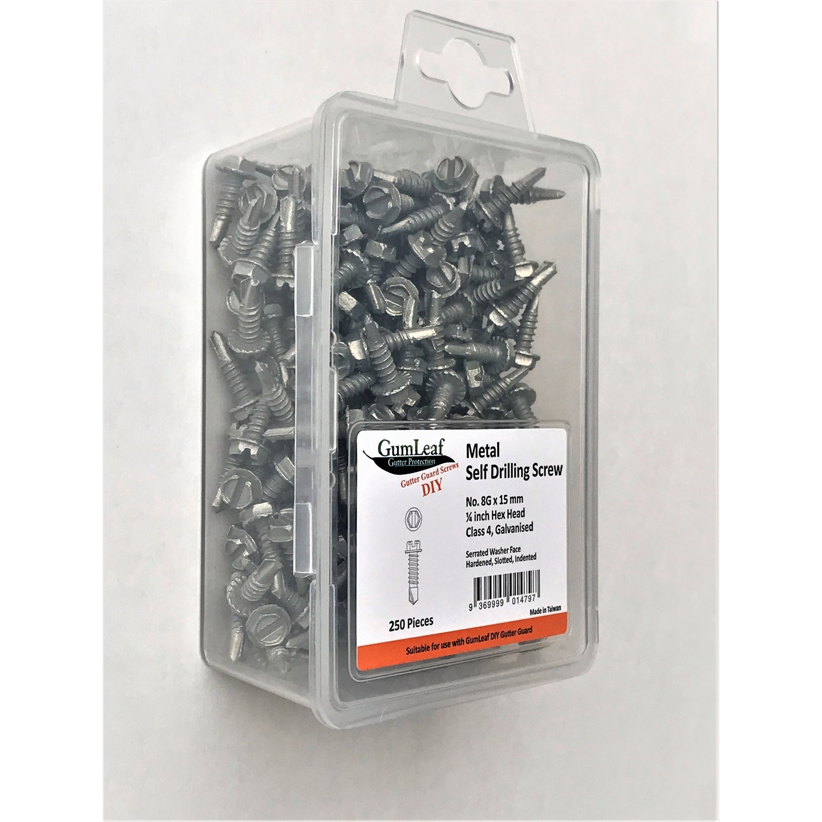 GumLeaf 8G x 15mm Galvanised Hex Head Self Drilling Screws - 250 Pack