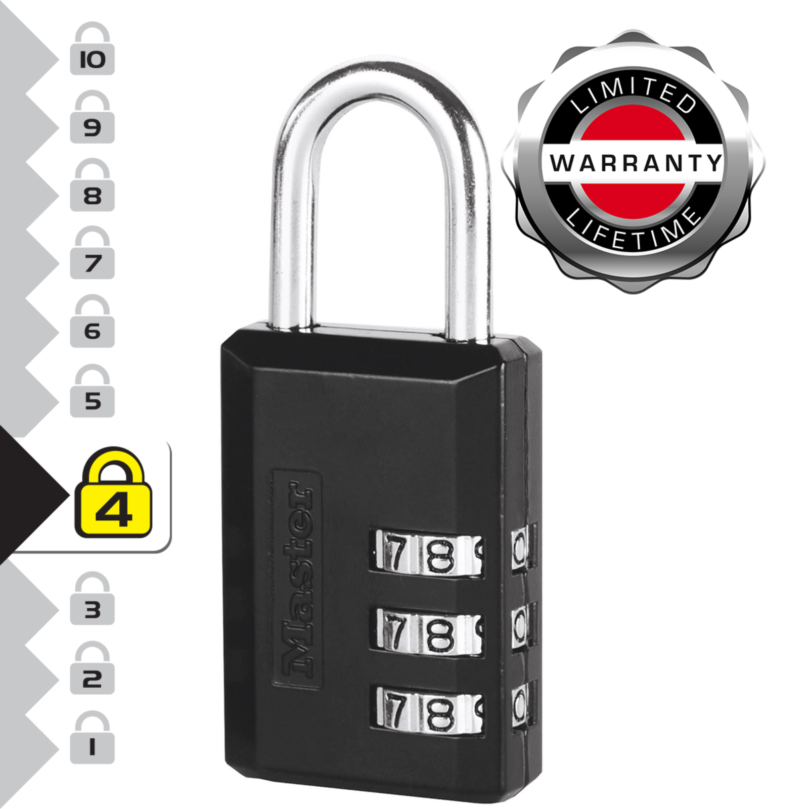 Master Lock 30mm Resettable Combination Padlock, Black