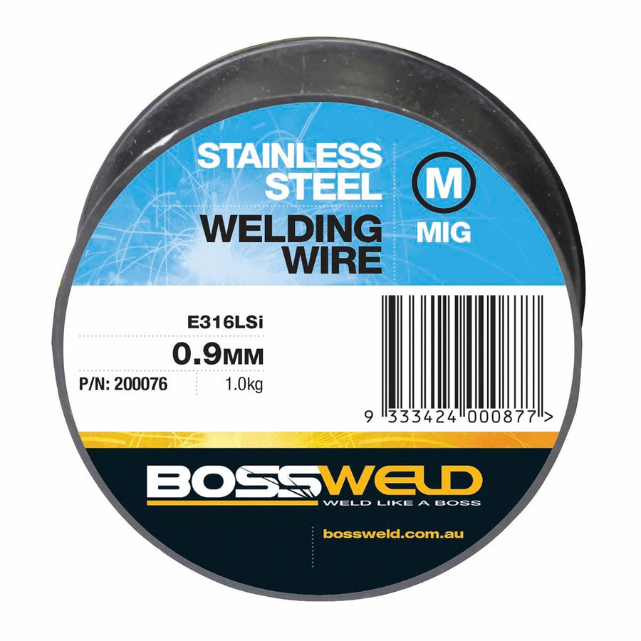 Bossweld 0.9mm 1.0kg Stainless Steel 316LSi MIG Wire - Precision Layer Wound - SuperSaverAU - view 1