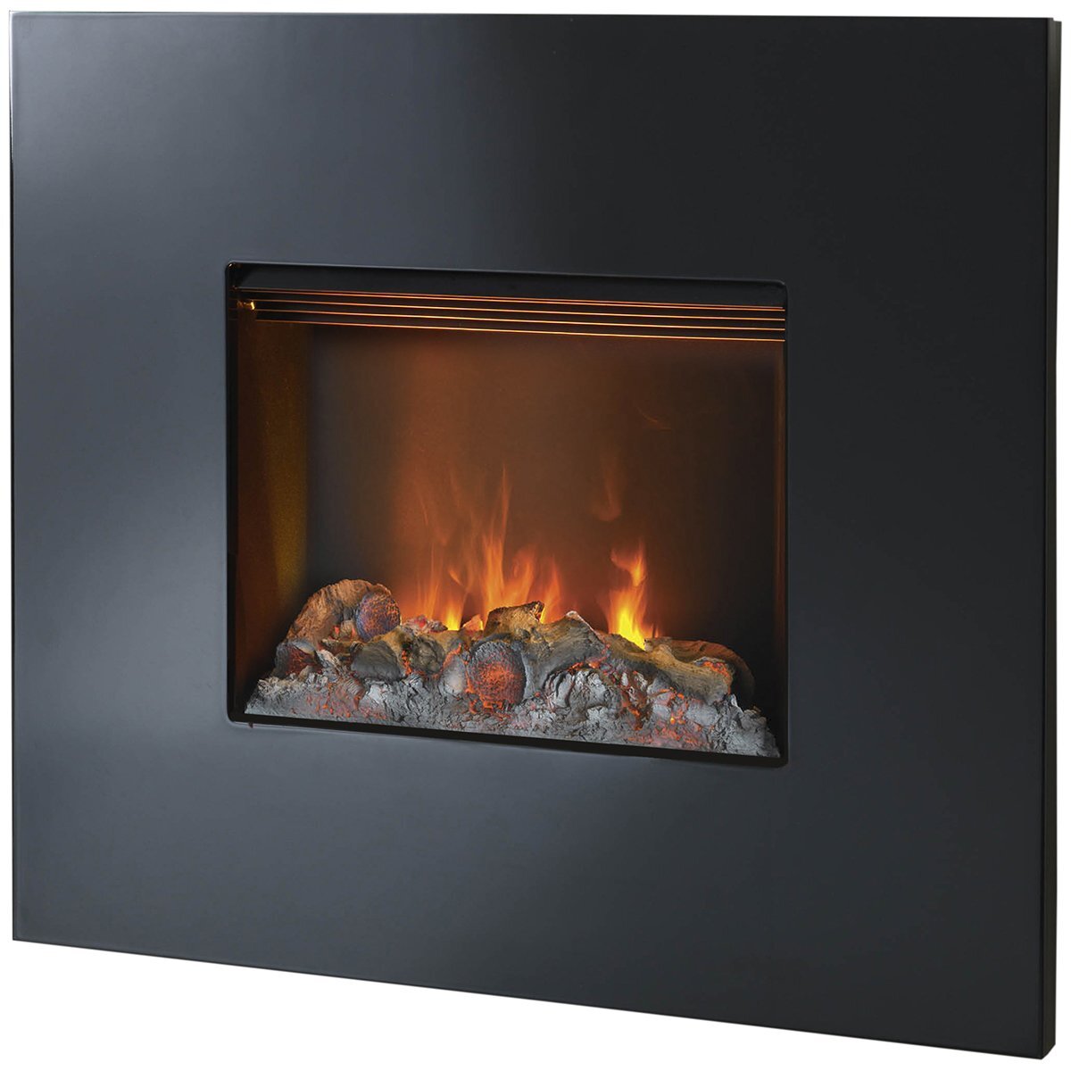 Dimplex Wall Mounted 2000W Electric Fire - High Gloss Black, 3D Optimyst Flame, Remote Control - PEMBERLEY