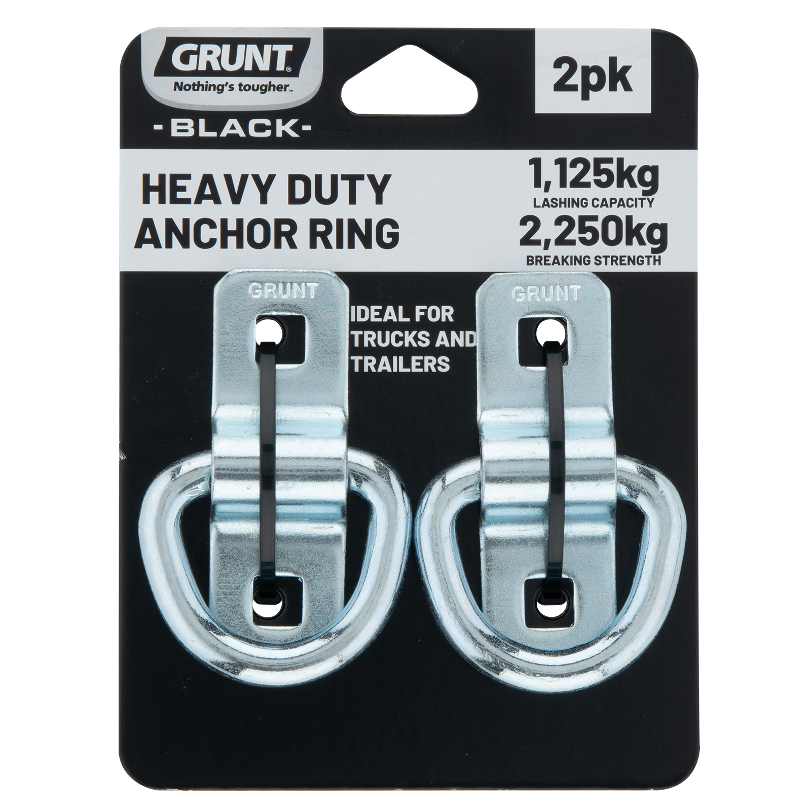 Grunt 1125kg Galvanised Steel Heavy Duty Anchor Point - 2 Pack