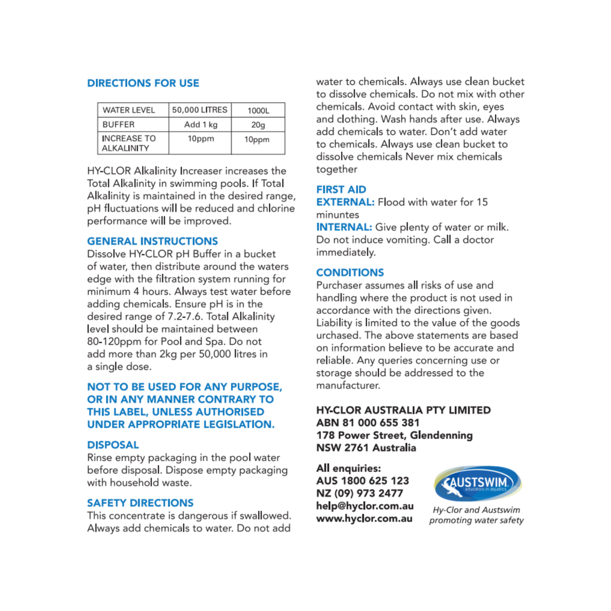 Hy Clor Alkalinity Increaser - 4kg Soft Pack - Sodium Bicarbonate - pH Control - SuperSaverAU - view 5