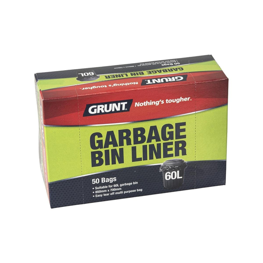 Grunt 60L Rubbish Bags 50 Pack - 850 x 700mm - Black - SuperSaverAU - view 1