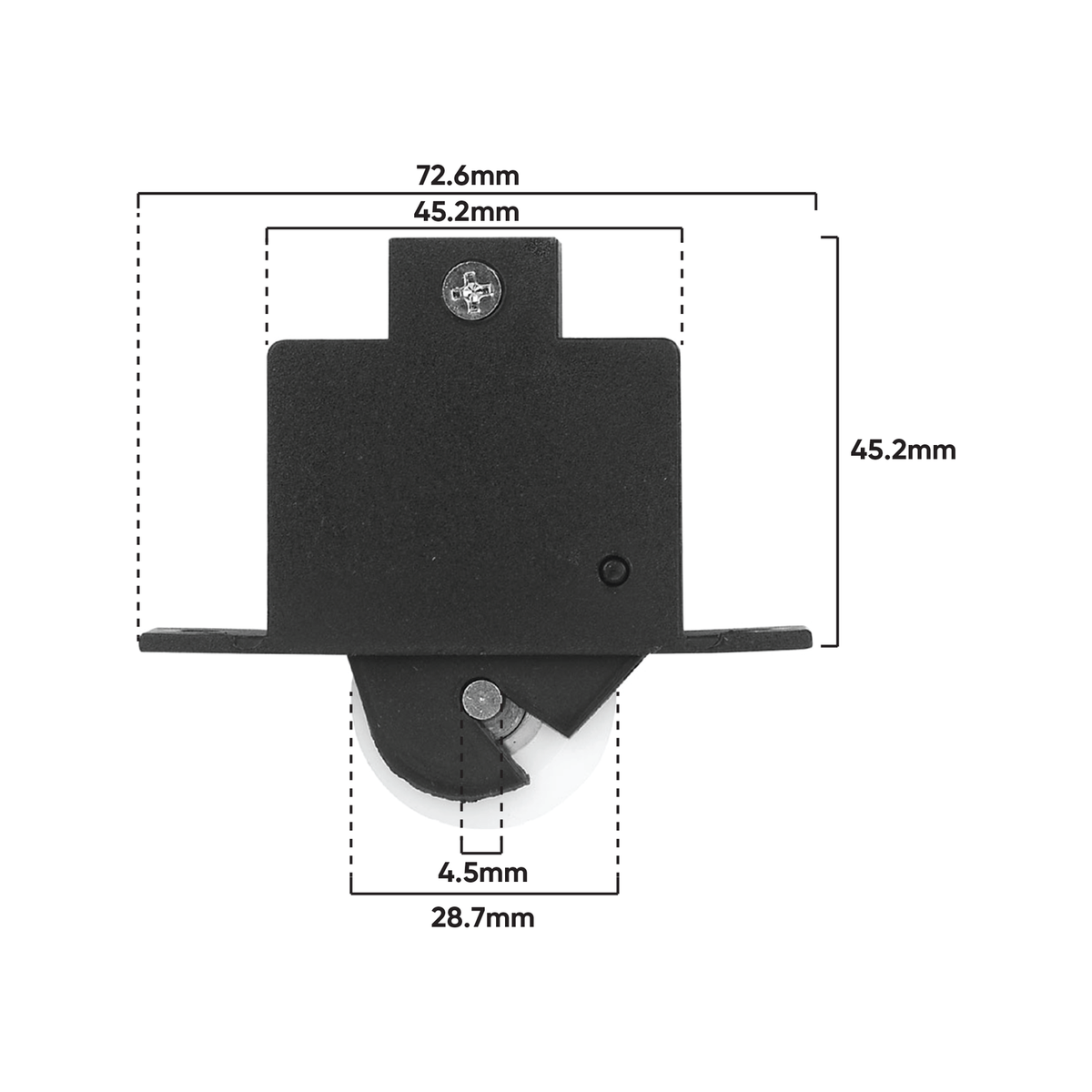 Rolltrak Adjustable Nylon Carriage - 73mm x 67mm - Nylon - 15kg Load Rate - SuperSaverAU - view 2