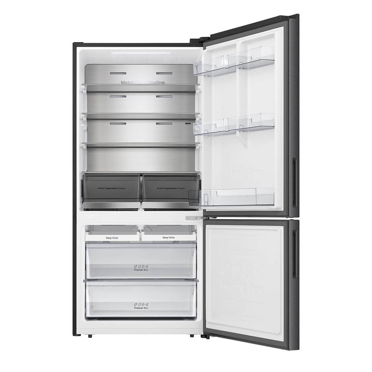 Hisense 503L EcoVision Bottom Mount Fridge - Dark Stainless Steel, 8 Star Energy, Counter Depth - HRBM503E