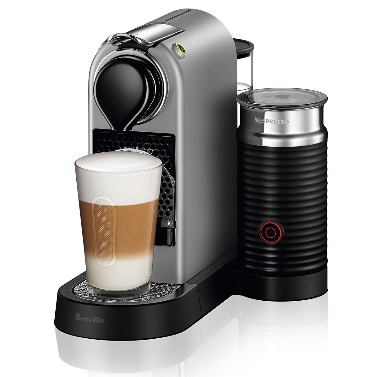 Breville CitiZ Nespresso capsule machine 1L - Silver, Aeroccino3 milk frother, 19 bar pump - BEC660SIL