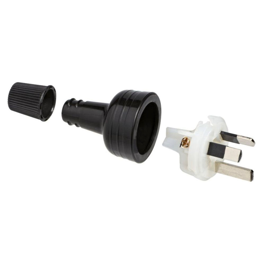 HPM 10A 240V Black PVC 3 Pin Rear Entry Plug Top CD100LBL