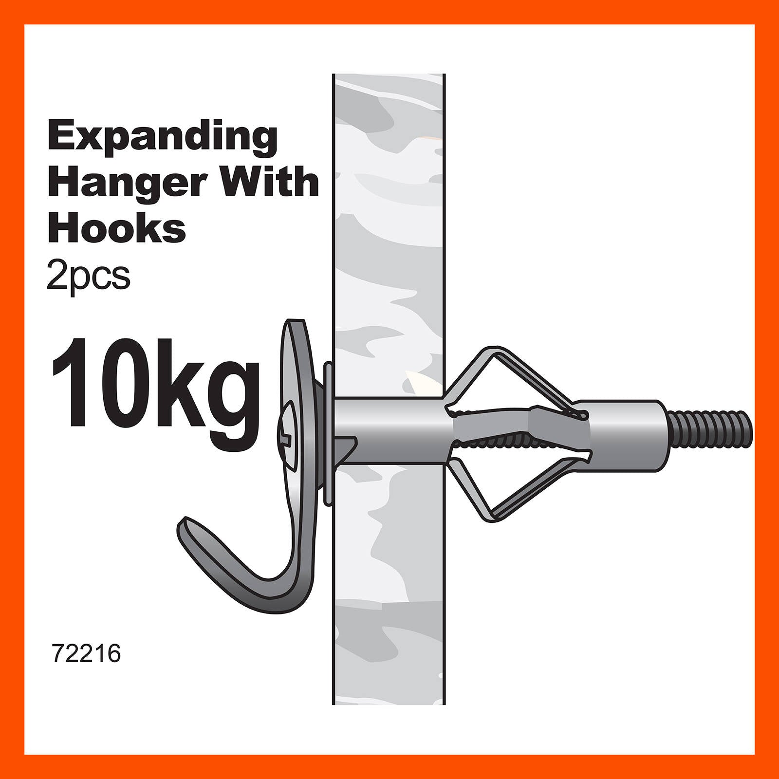 Everhang Expanding Stud Wall Picture Hook 10kg Zinc Plated - 2 Pack