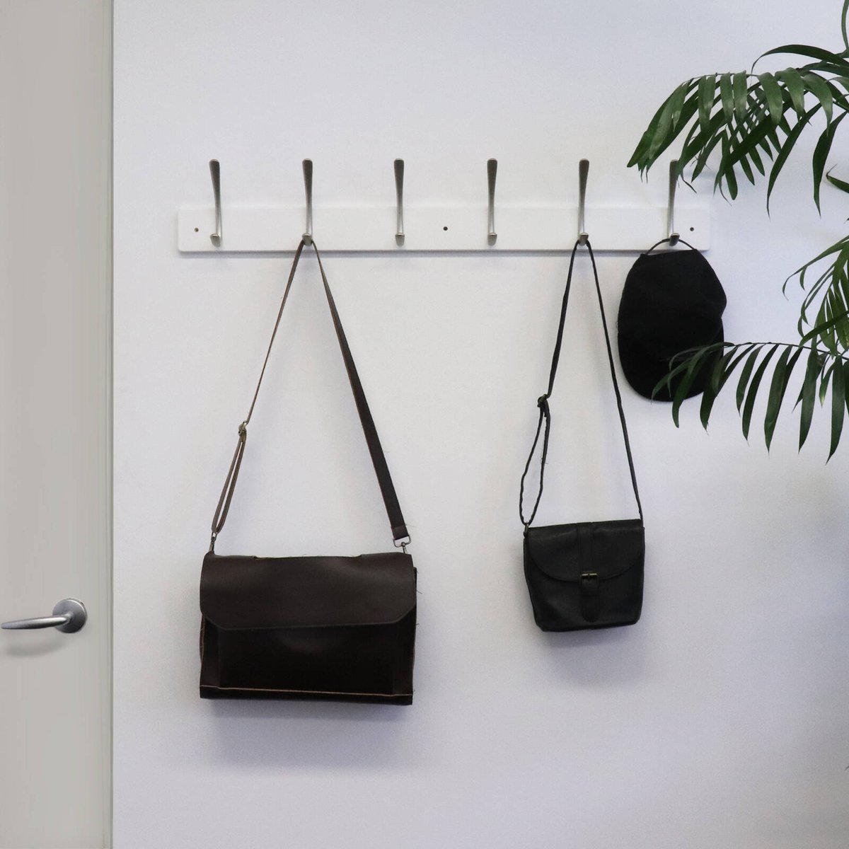 Adoored Double Satin Chrome Hook Rack - 6 Hooks - MDF - Elegant Design - SuperSaverAU - view 5