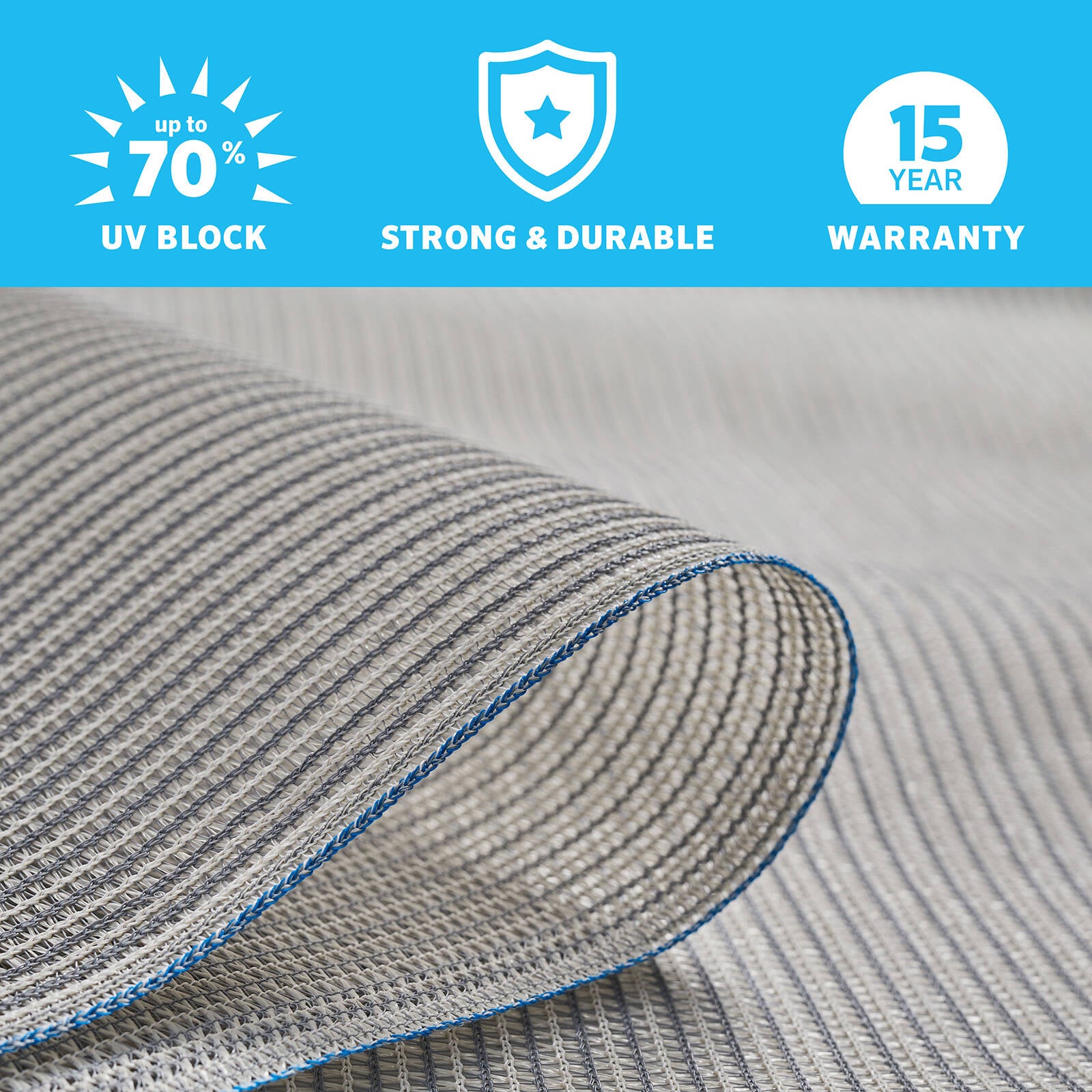 Coolaroo 1.83 x 3m Stone Heavy-Duty Screening Shade Cloth - 70% UV Block