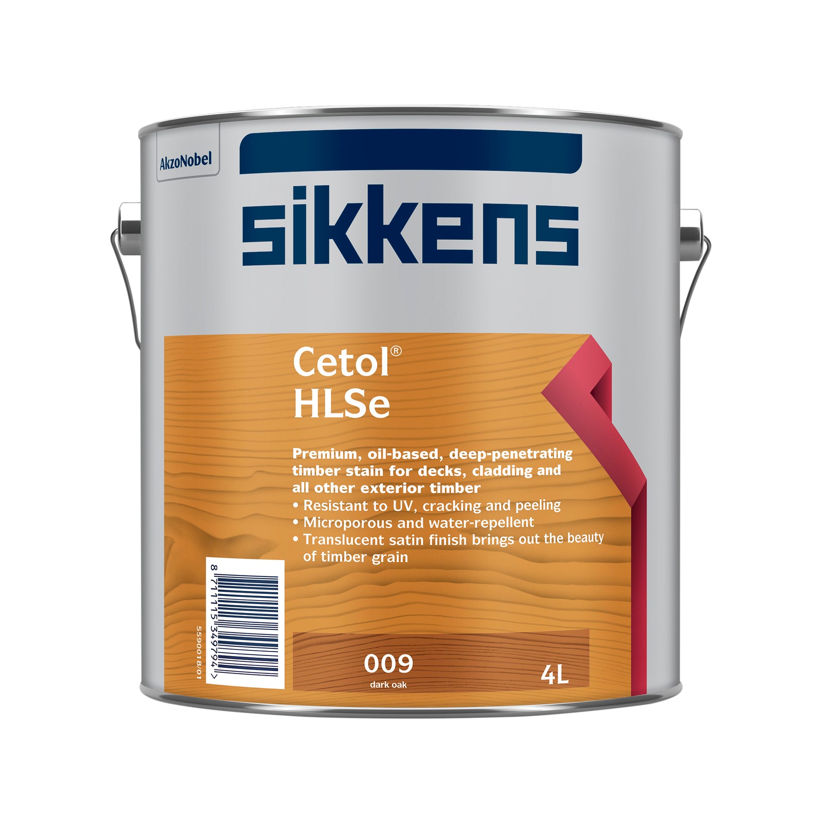 Sikkens Cetol HLSe 4L Dark Oak Oil Based Exterior Timber Finish Satin UV Resistant