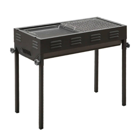 SOGA 66cm Freestanding Charcoal Box BBQ - Black Steel - Portable Flat Pack - CHARCOALLBOXC1