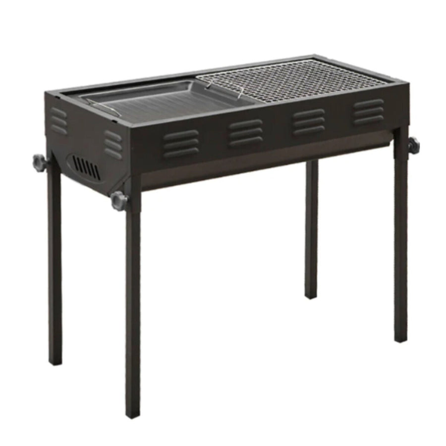 SOGA 66cm Freestanding Charcoal Box BBQ - Black Steel - Portable Flat Pack - CHARCOALLBOXC1