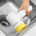 5-In-1 Electric Handheld Cleaning Brush for Bathroom, Kitchen and Tiles - White - view 3