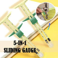 5-In-1 Sliding Gauge Sewing Measuring Tool with Circular Compass - Yellow