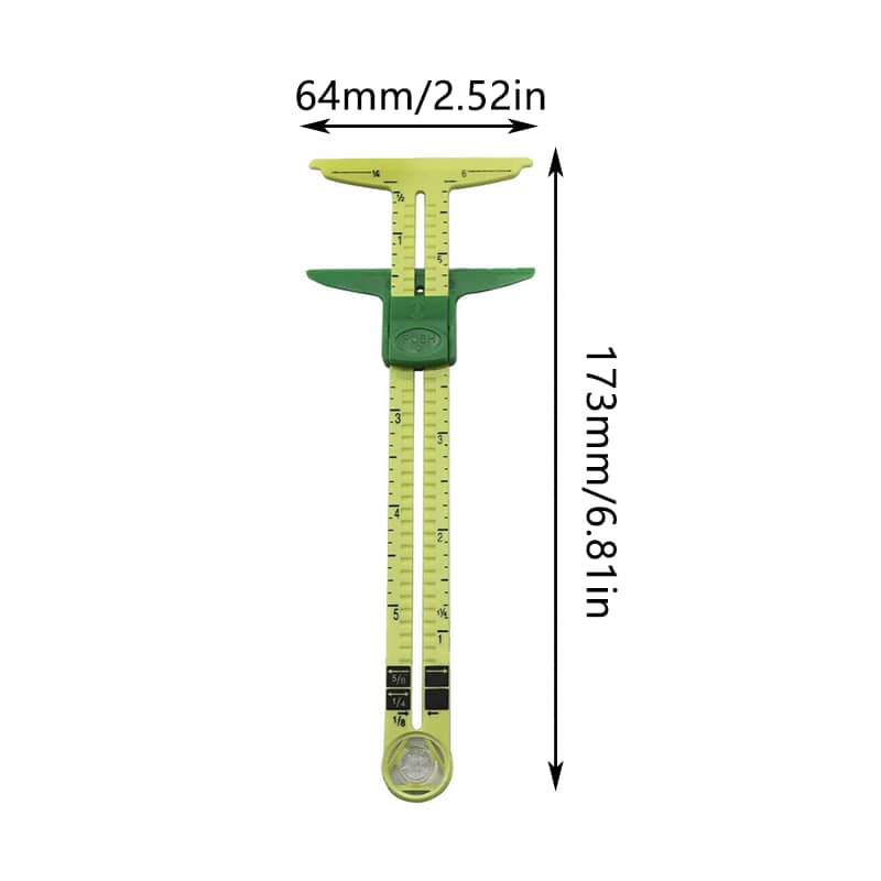 5-In-1 Sliding Gauge Sewing Measuring Tool with Circular Compass - Yellow - view 3