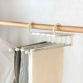 5-In-1 Stainless Steel Pants Rack Hanger Telescopic Wardrobe Shelf - White, Single - view 4