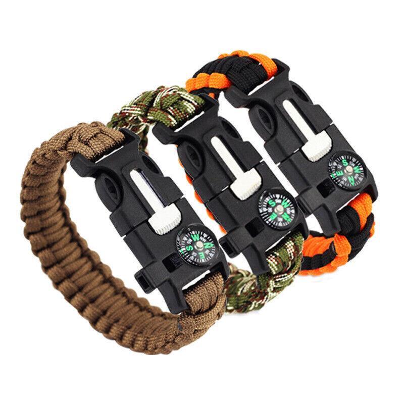 5-In-1 Survival Paracord Bracelet with Whistle, Compass and Fire Starter - Blue Camouflage - view 3
