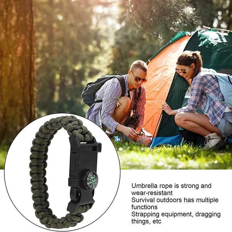 5-In-1 Survival Paracord Bracelet with Whistle, Compass and Fire Starter - Green - view 4