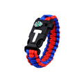 5-In-1 Survival Paracord Bracelet with Whistle, Compass and Fire Starter - Red and Navy